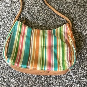Fossil Leather striped purse